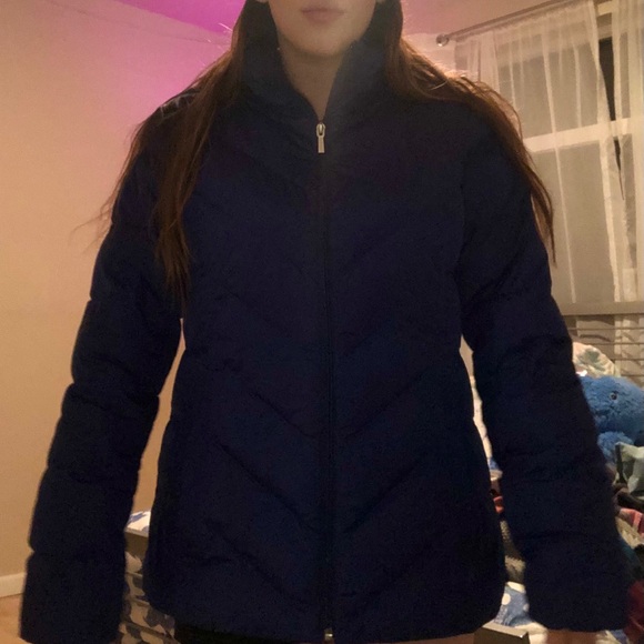 AMAZING ROYAL BLUE STYLISH DOWN COAT LANDS END - Picture 4 of 5